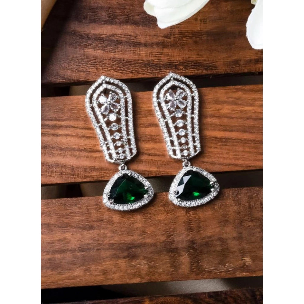 Stunning Women's Brass Silver Plated Drop Earrings
