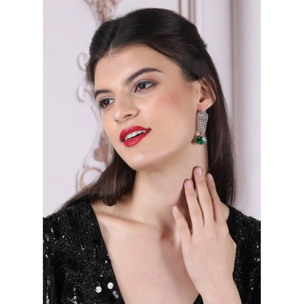 Stunning Women's Brass Silver Plated Drop Earrings