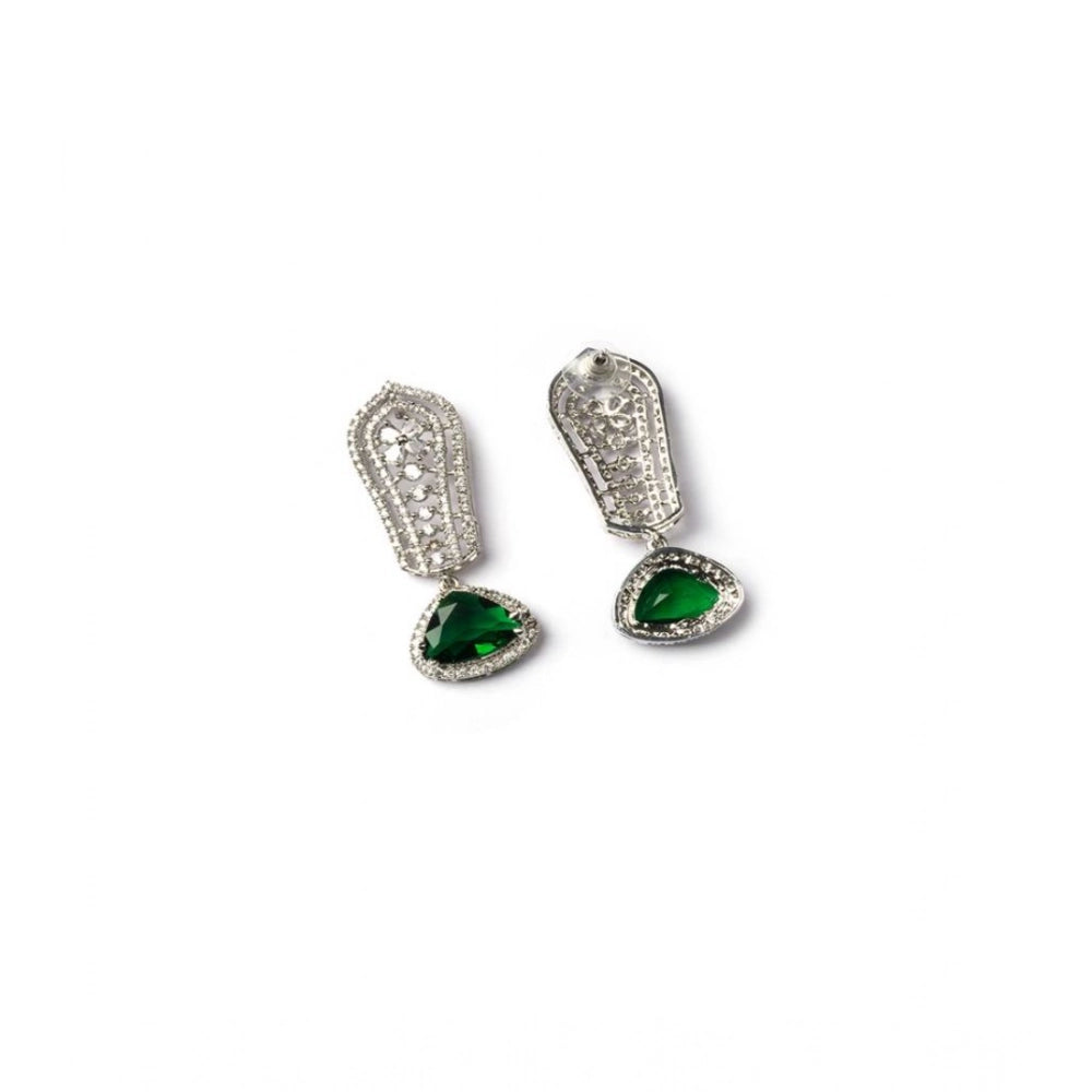 Stunning Women's Brass Silver Plated Drop Earrings