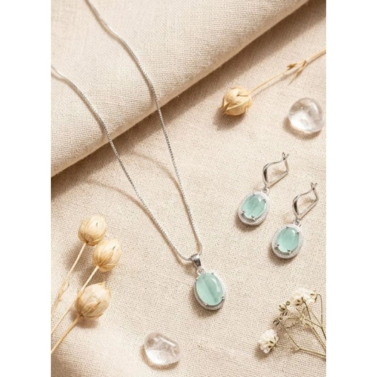 Classy Women's Brass Silver Plated Pendant Set
