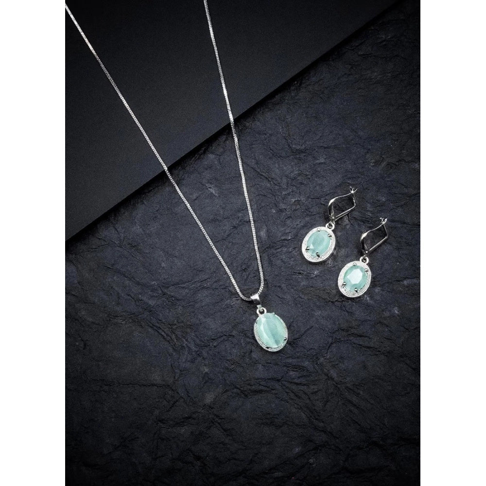 Classy Women's Brass Silver Plated Pendant Set