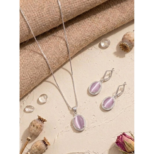 Classy Women's Brass Silver Plated Pendant Set