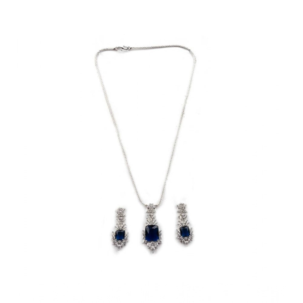 Beautiful Women's Brass Silver Plated Pendant Set
