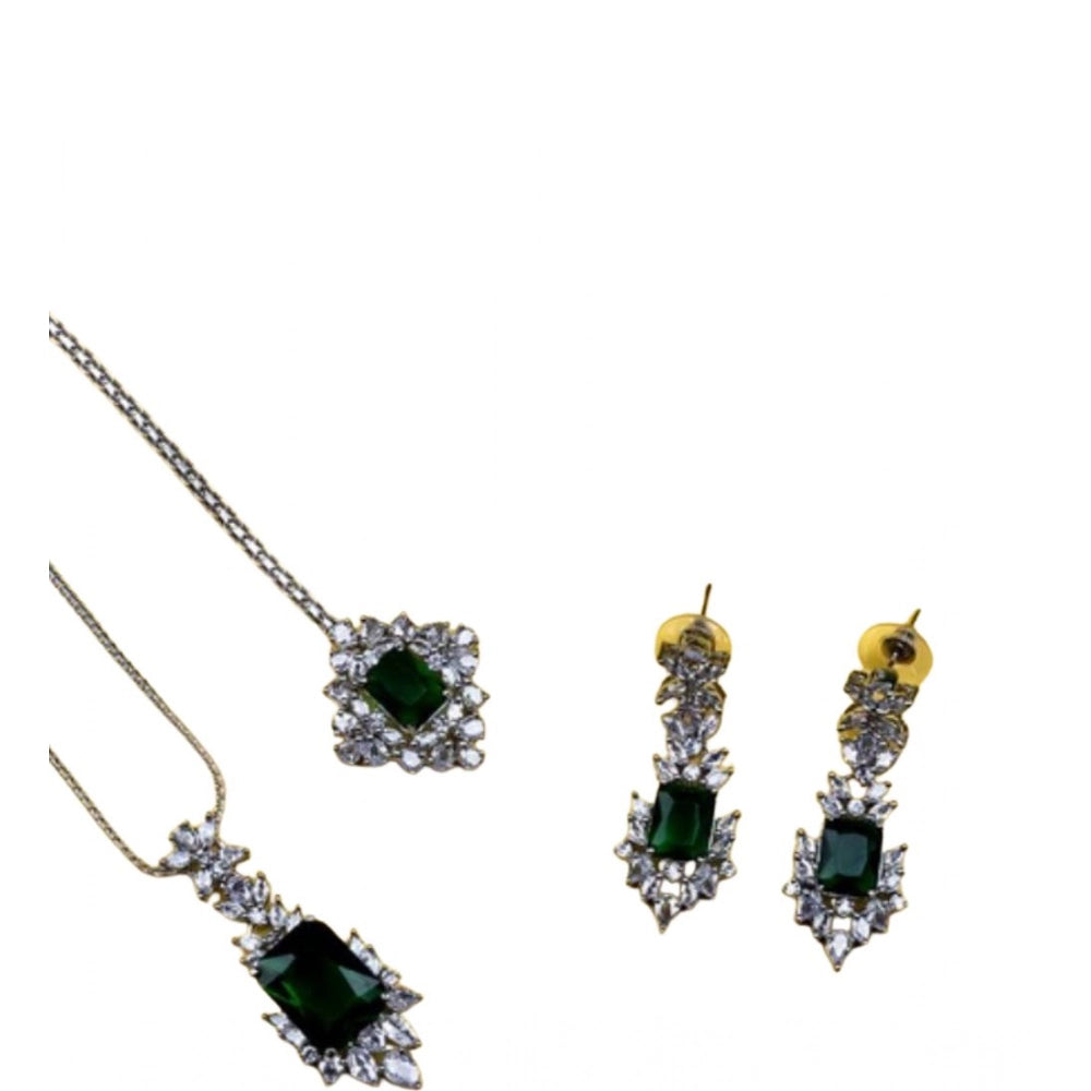 Beautiful Women's Brass Silver Plated Pendant Set