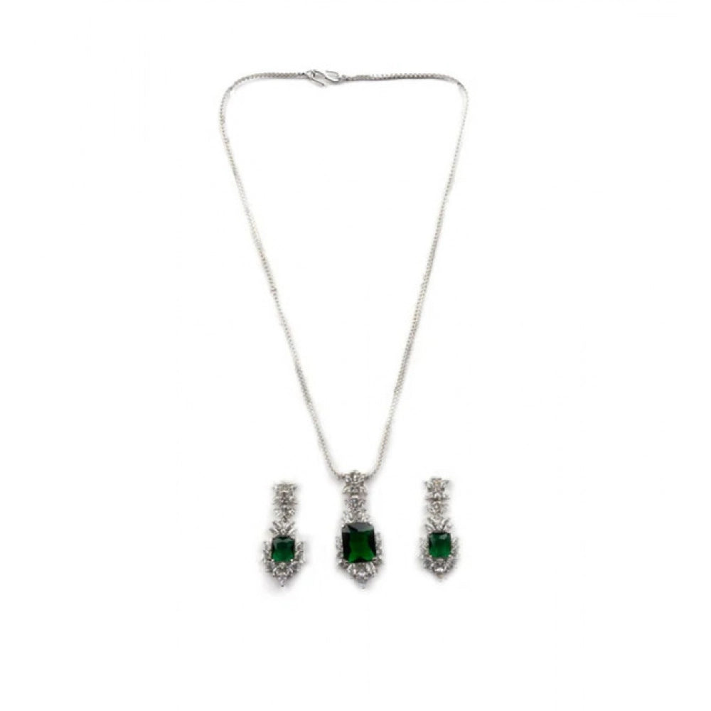 Beautiful Women's Brass Silver Plated Pendant Set