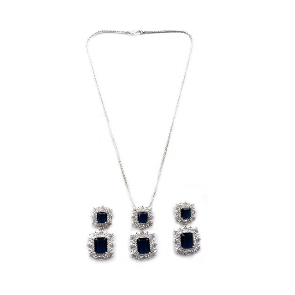 Stylish Women's Brass Silver Plated Pendant Set