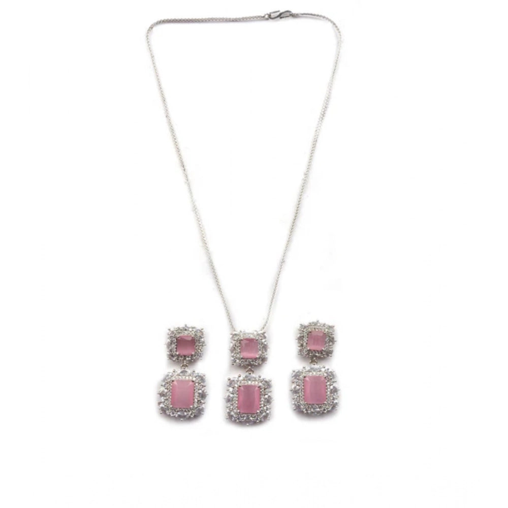 Stylish Women's Brass Silver Plated Pendant Set
