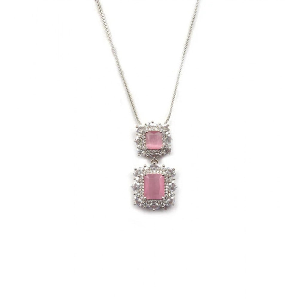Stylish Women's Brass Silver Plated Pendant Set