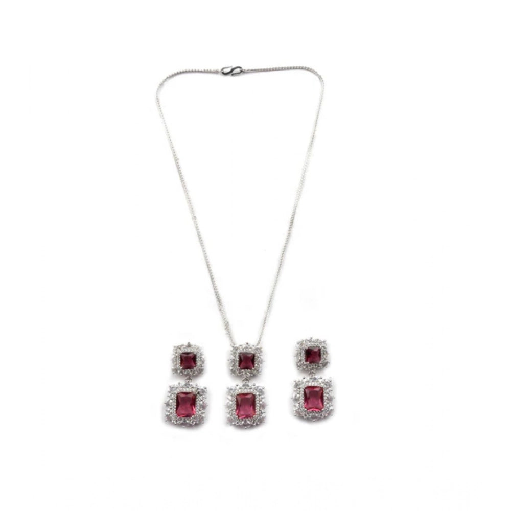 Stylish Women's Brass Silver Plated Pendant Set