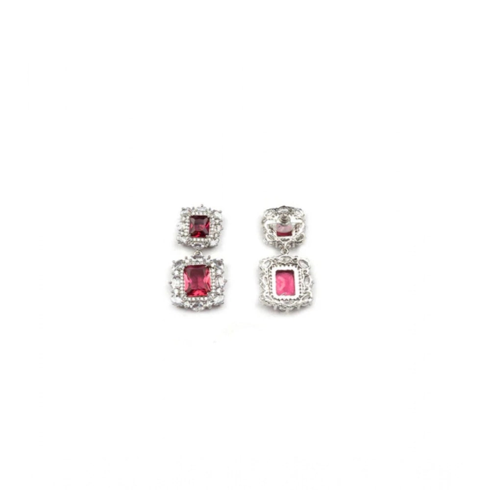 Stylish Women's Brass Silver Plated Pendant Set