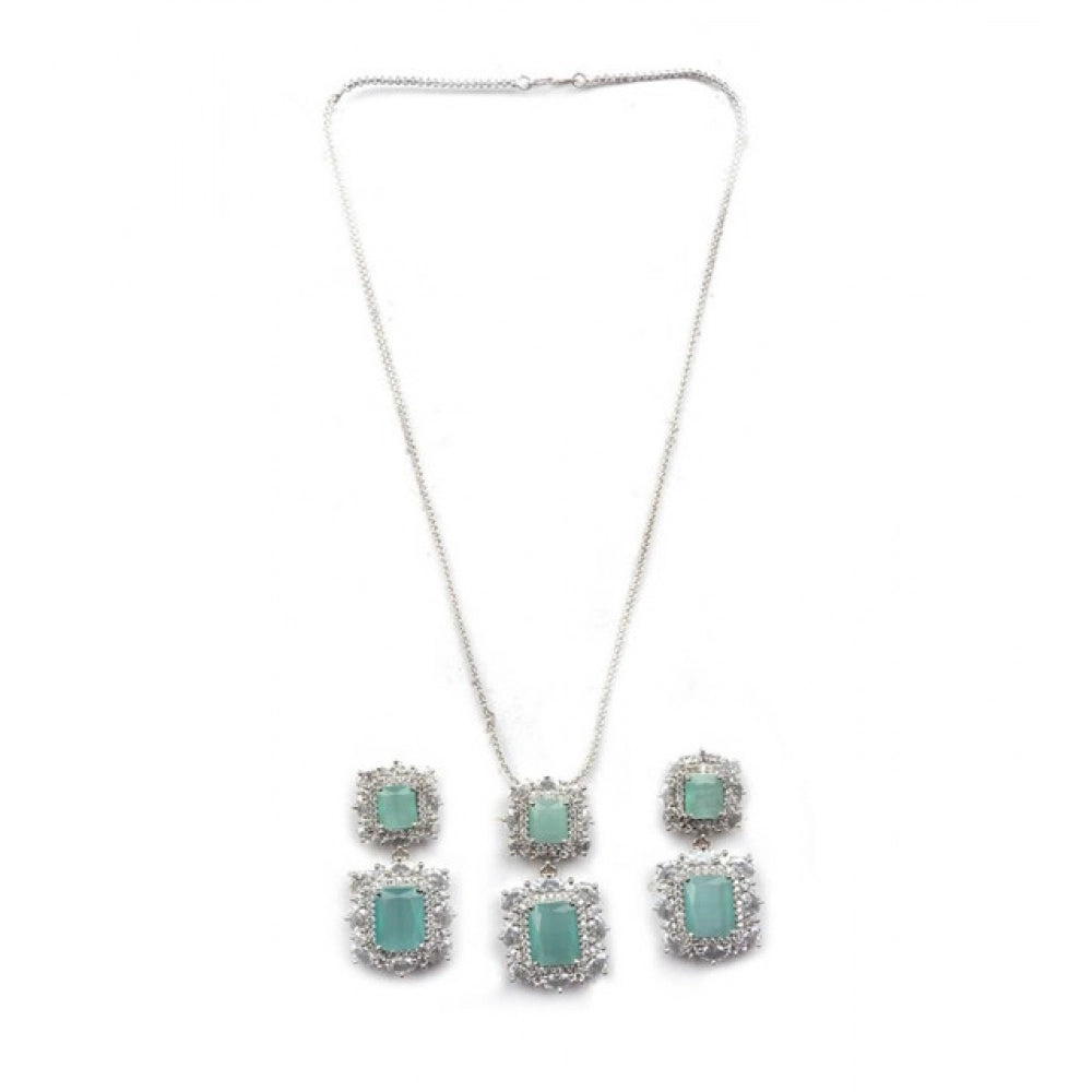 Stylish Women's Brass Silver Plated Pendant Set