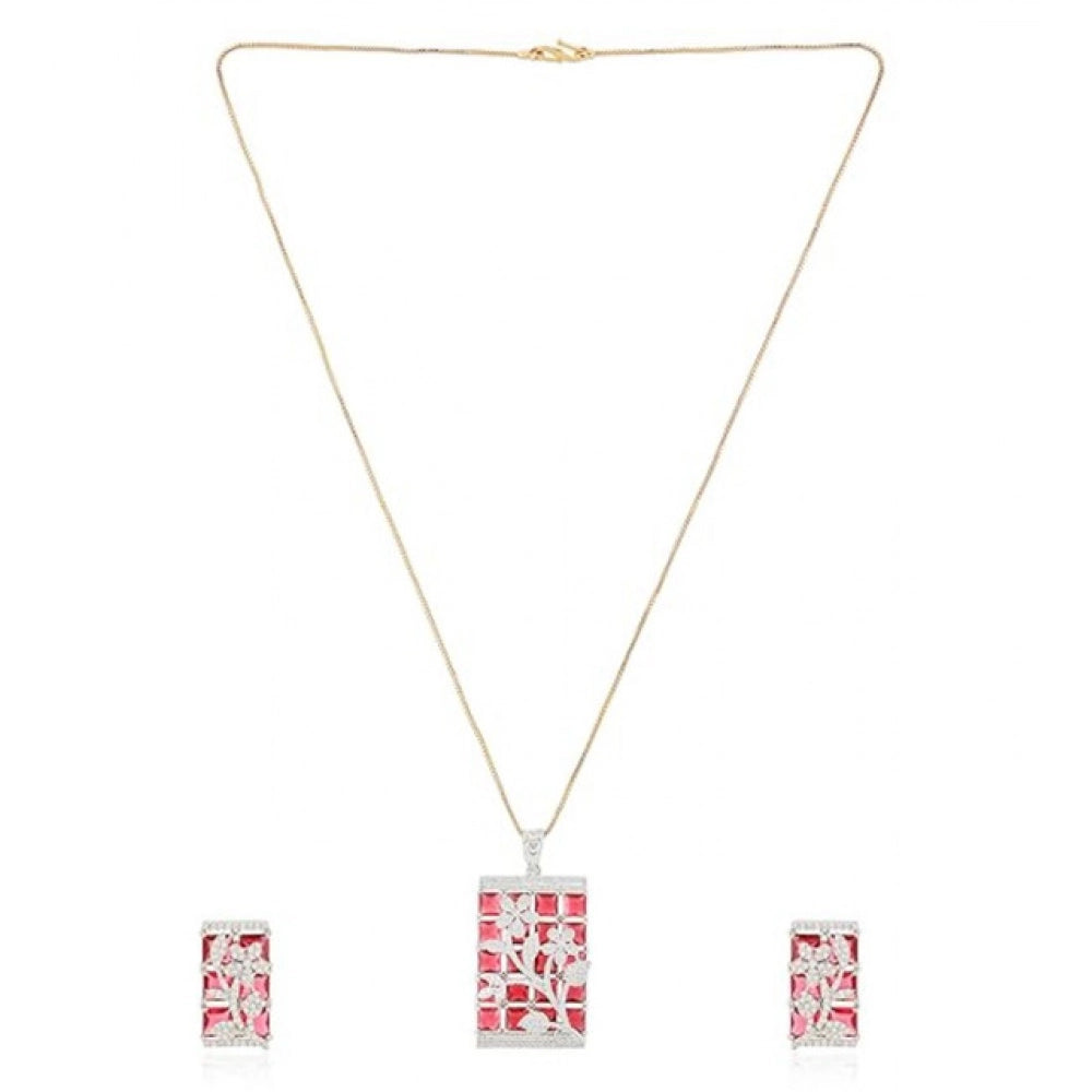 Pretty Women's Brass Silver Plated Pendant Set