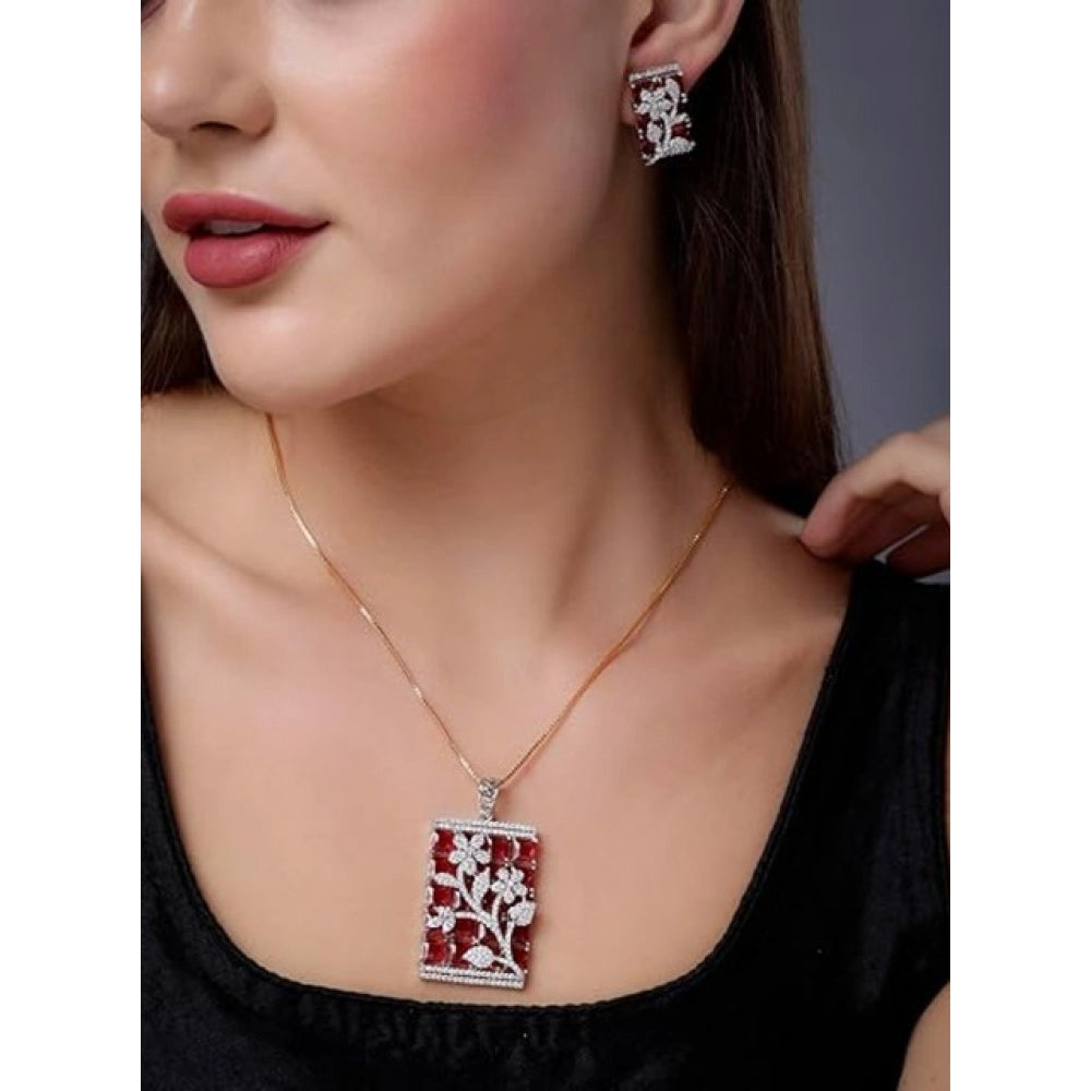 Pretty Women's Brass Silver Plated Pendant Set