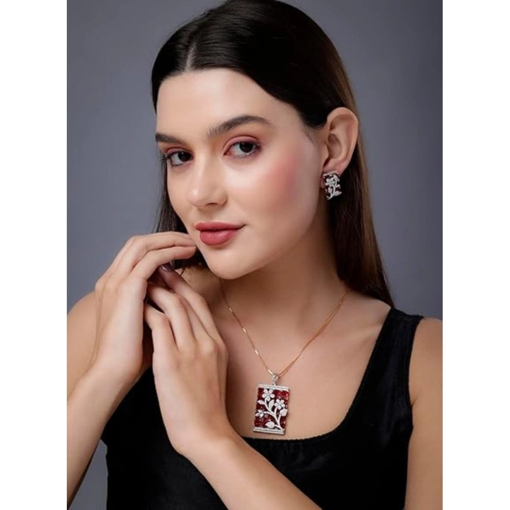 Pretty Women's Brass Silver Plated Pendant Set