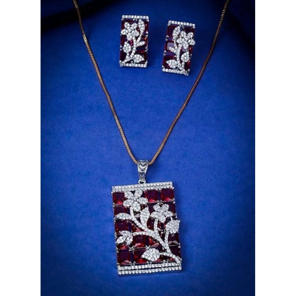 Pretty Women's Brass Silver Plated Pendant Set