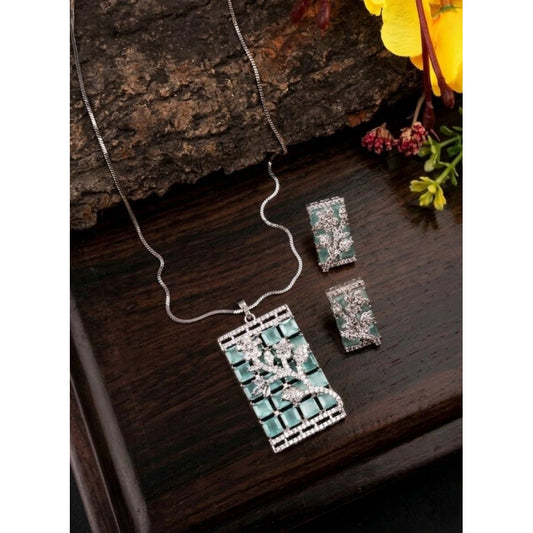 Pretty Women's Brass Silver Plated Pendant Set