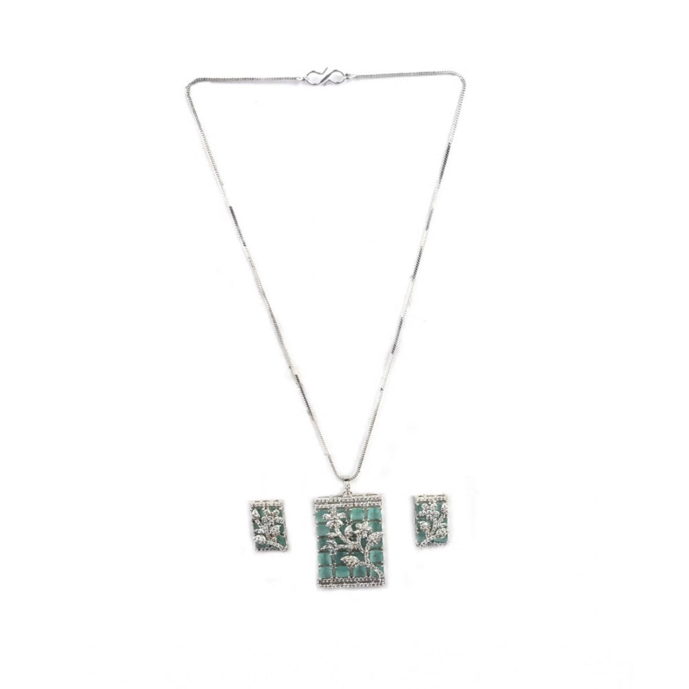 Pretty Women's Brass Silver Plated Pendant Set
