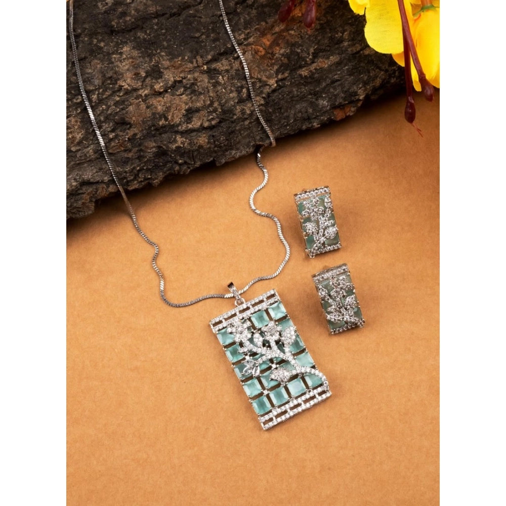 Pretty Women's Brass Silver Plated Pendant Set