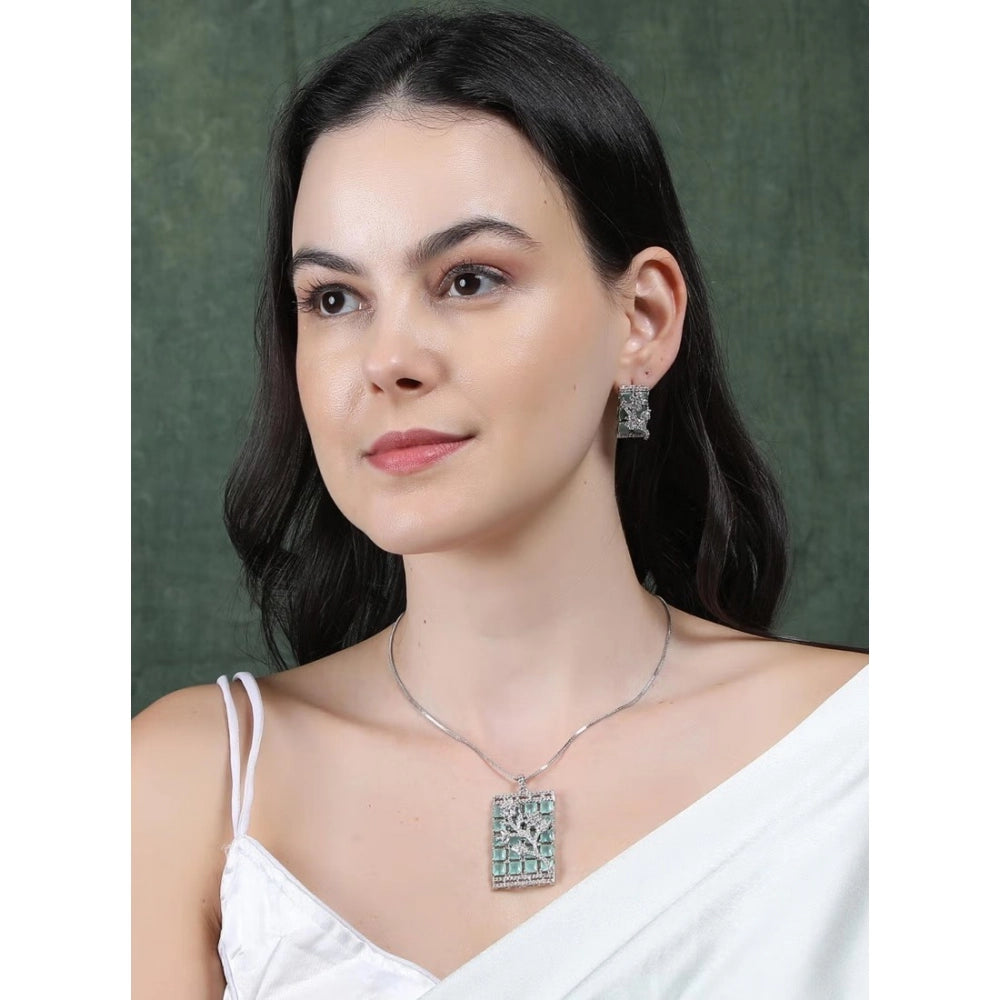 Pretty Women's Brass Silver Plated Pendant Set