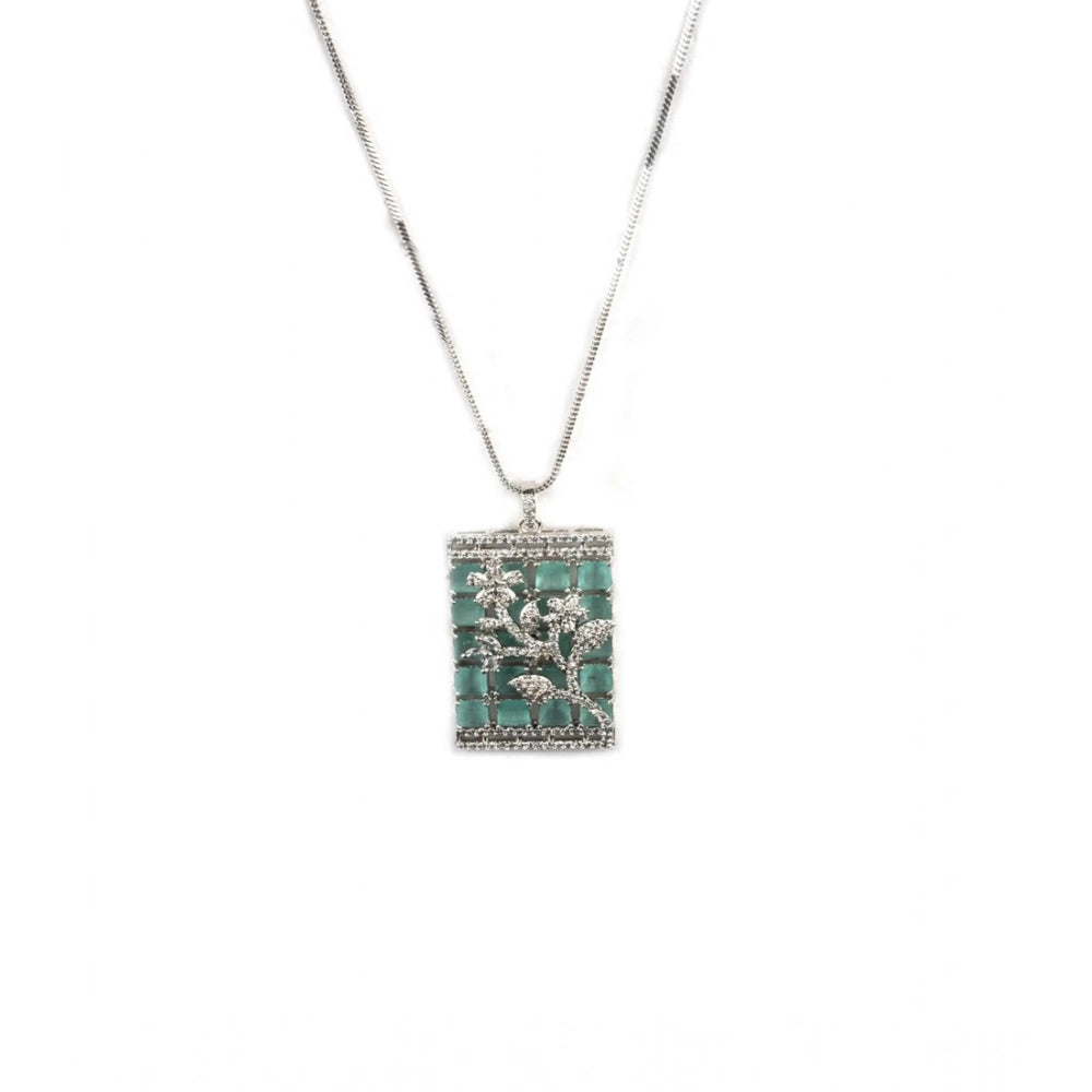 Pretty Women's Brass Silver Plated Pendant Set