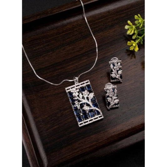 Pretty Women's Brass Silver Plated Pendant Set