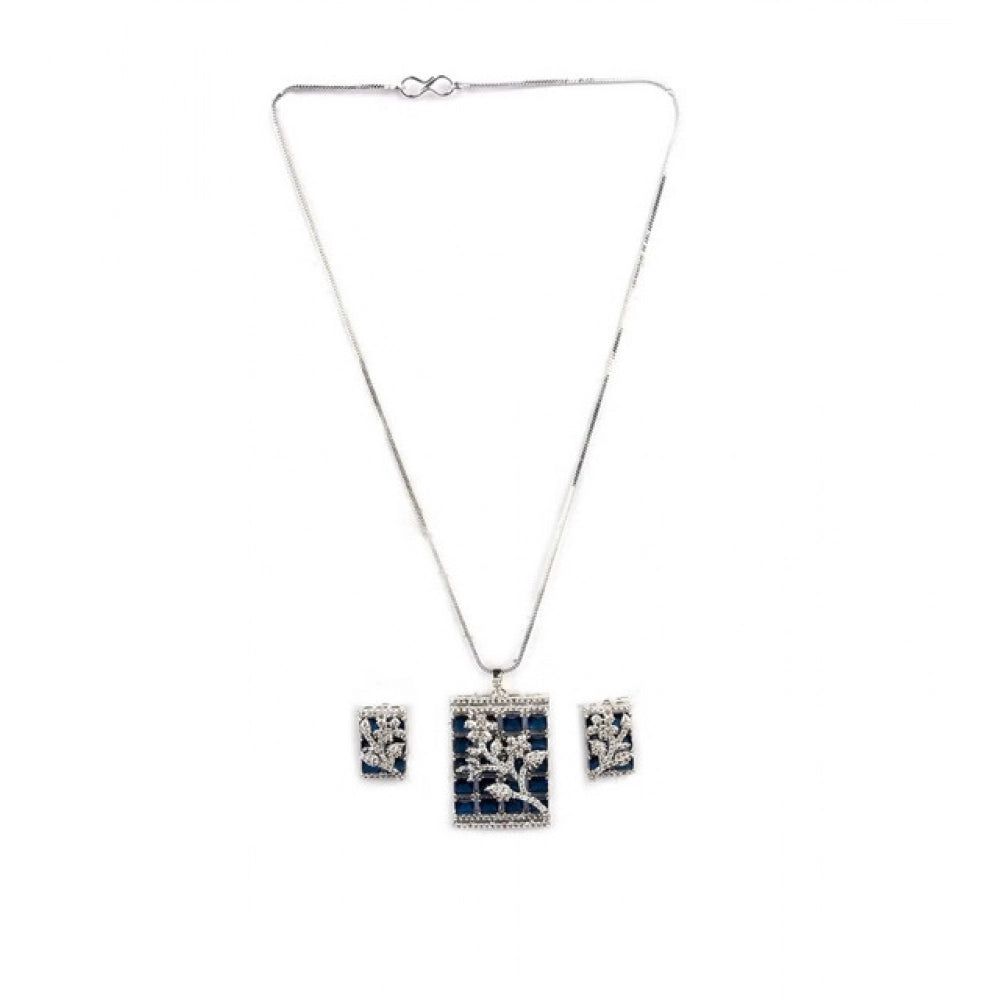 Pretty Women's Brass Silver Plated Pendant Set