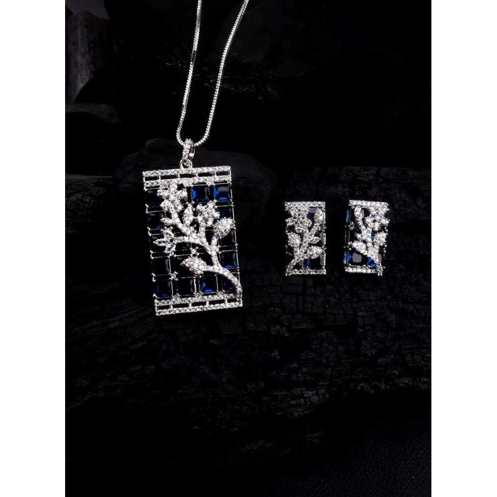Pretty Women's Brass Silver Plated Pendant Set