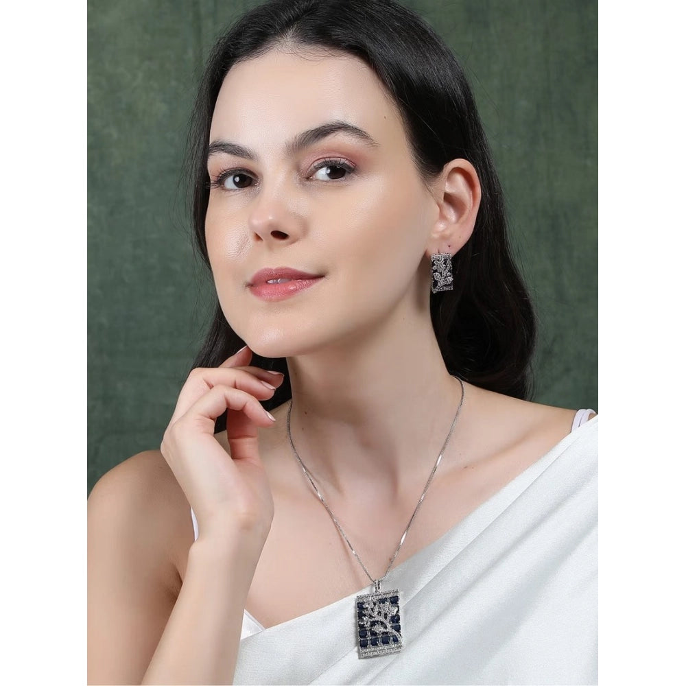 Pretty Women's Brass Silver Plated Pendant Set