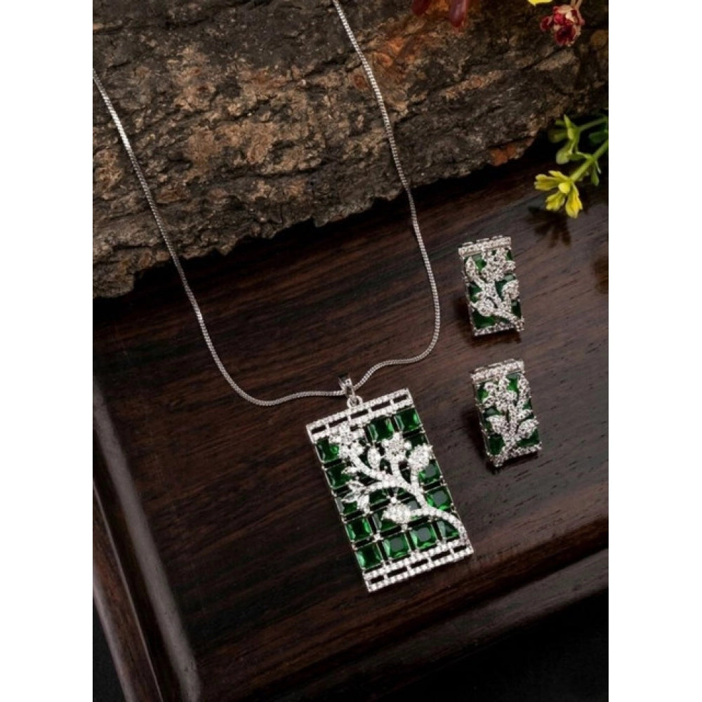 Pretty Women's Brass Silver Plated Pendant Set
