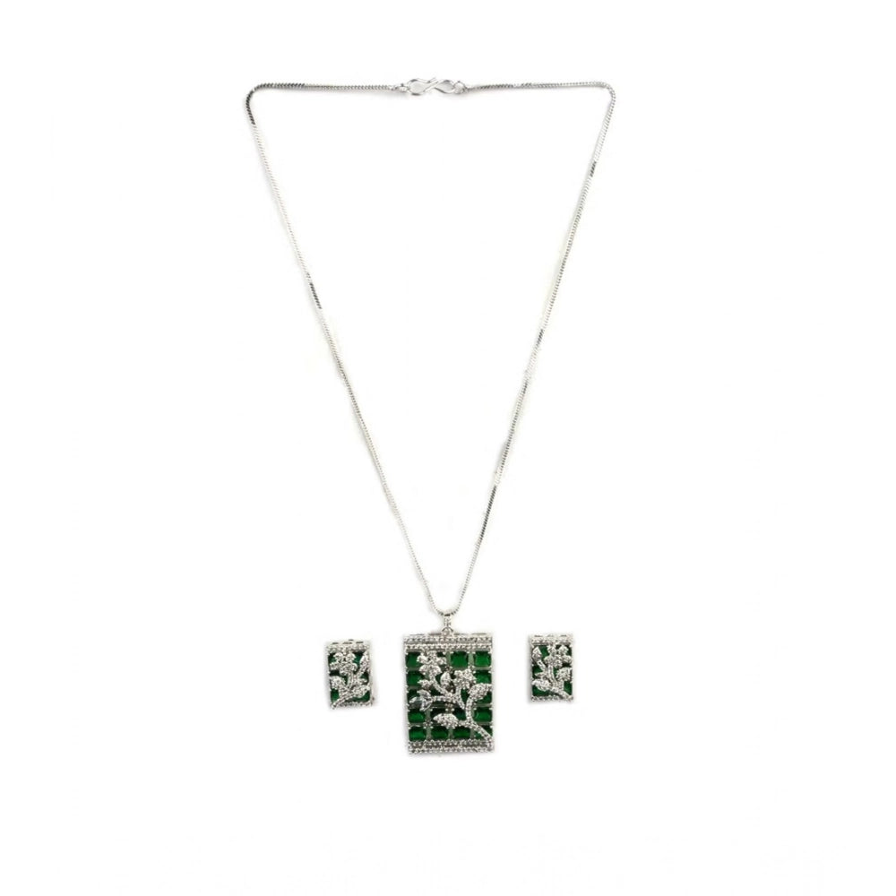 Pretty Women's Brass Silver Plated Pendant Set