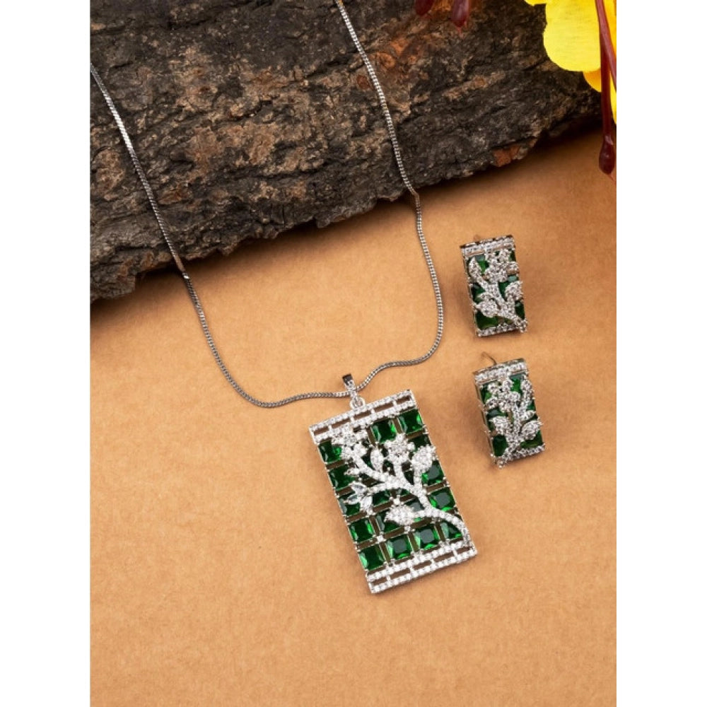 Pretty Women's Brass Silver Plated Pendant Set