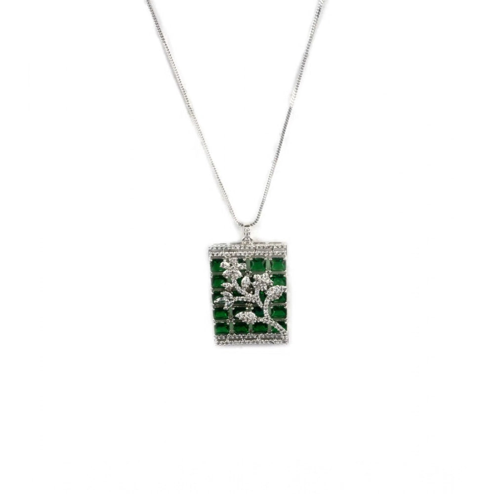 Pretty Women's Brass Silver Plated Pendant Set