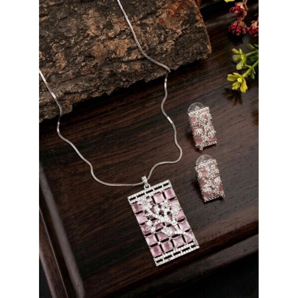 Pretty Women's Brass Silver Plated Pendant Set
