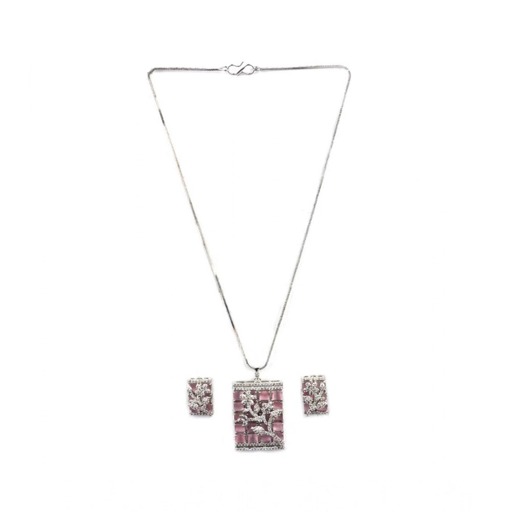 Pretty Women's Brass Silver Plated Pendant Set