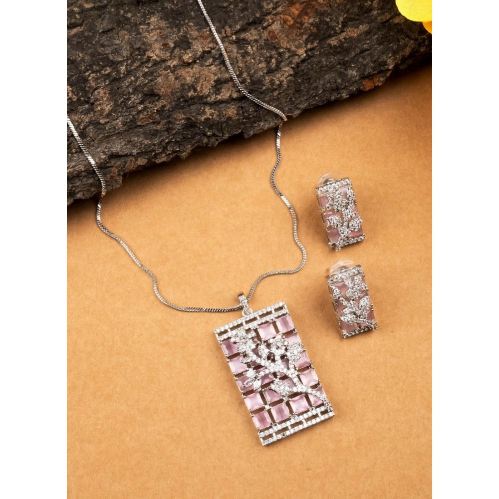 Pretty Women's Brass Silver Plated Pendant Set
