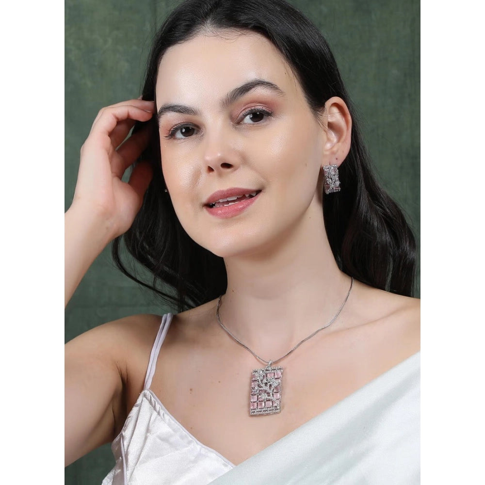 Pretty Women's Brass Silver Plated Pendant Set