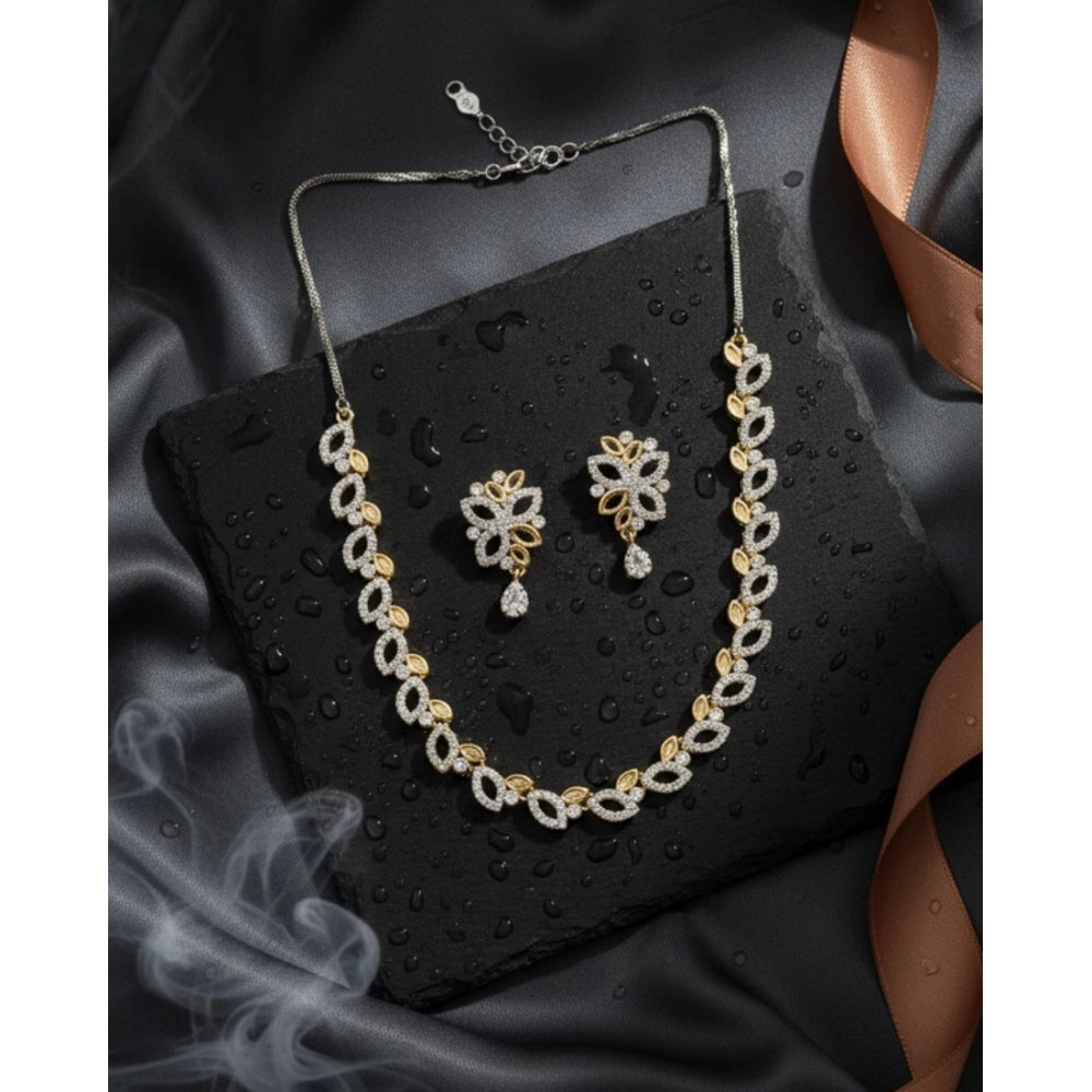 Graceful Women's Brass Silver Plated Necklace set