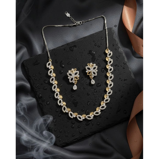 Graceful Women's Brass Silver Plated Necklace set