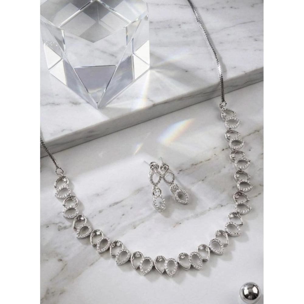 Stunning Women's Brass Silver Plated Necklace set