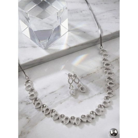 Stunning Women's Brass Silver Plated Necklace set