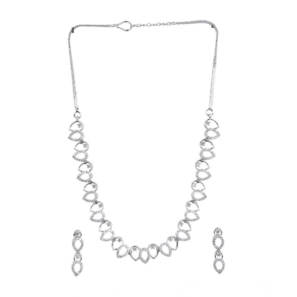 Stunning Women's Brass Silver Plated Necklace set