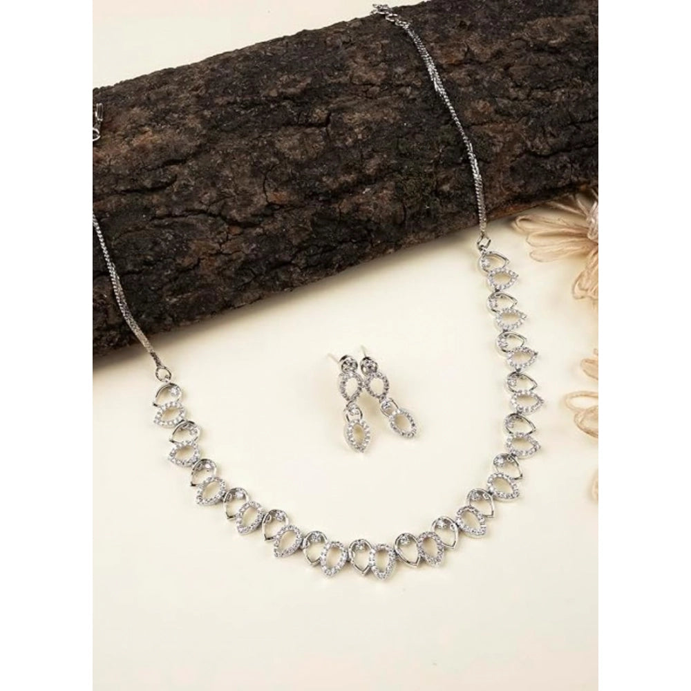 Stunning Women's Brass Silver Plated Necklace set