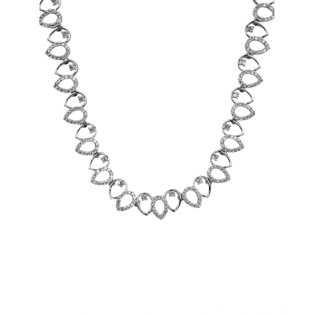 Stunning Women's Brass Silver Plated Necklace set