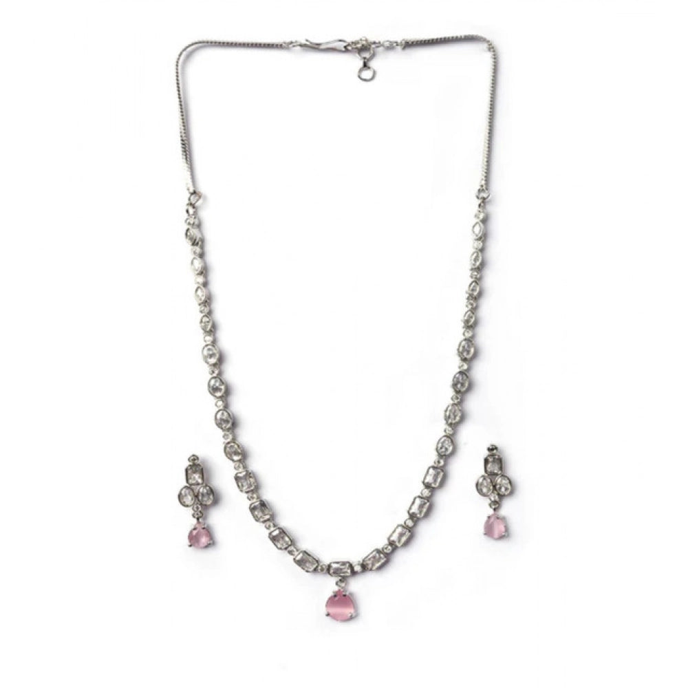 Beautiful Women's Brass Silver Plated Necklace set