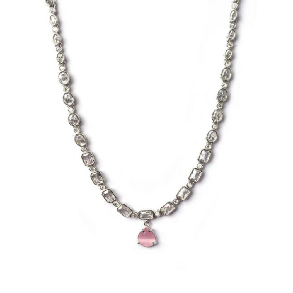 Beautiful Women's Brass Silver Plated Necklace set