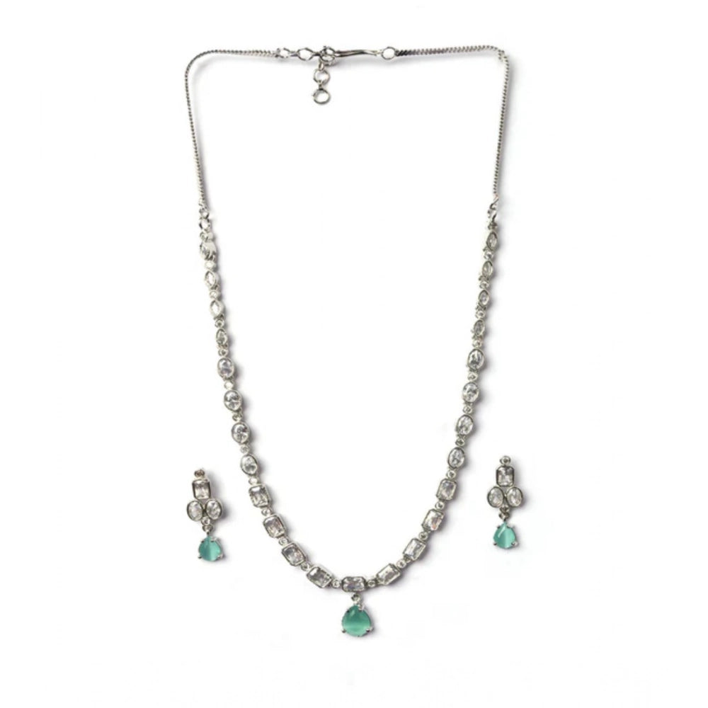 Beautiful Women's Brass Silver Plated Necklace set