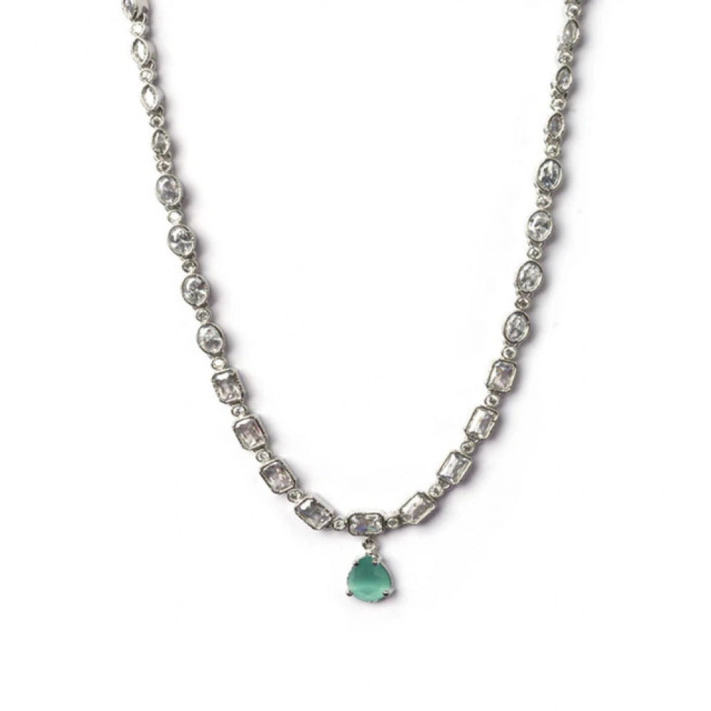 Beautiful Women's Brass Silver Plated Necklace set