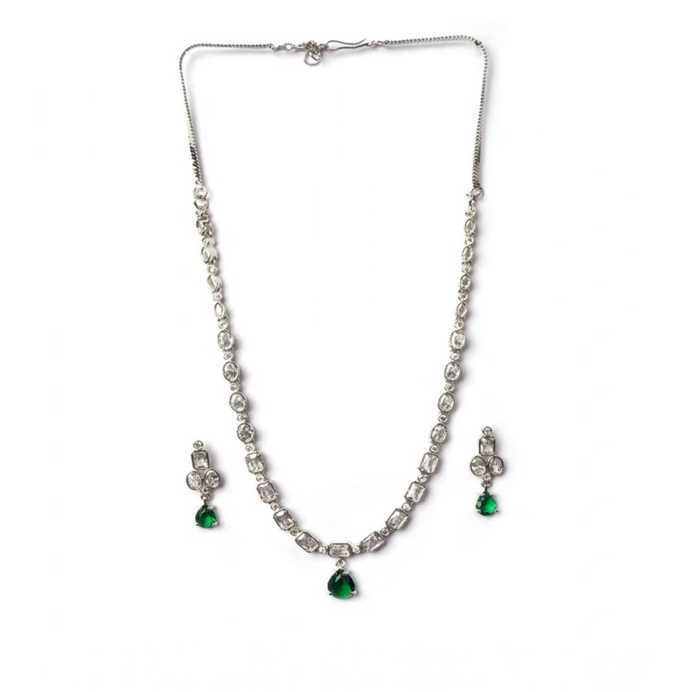 Beautiful Women's Brass Silver Plated Necklace set