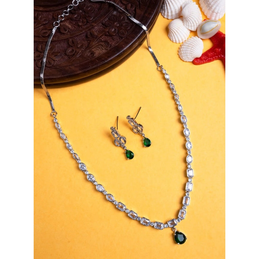 Beautiful Women's Brass Silver Plated Necklace set