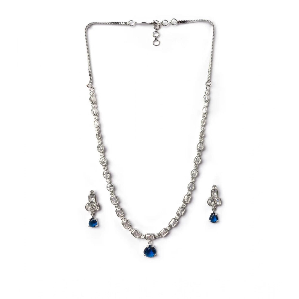 Beautiful Women's Brass Silver Plated Necklace set